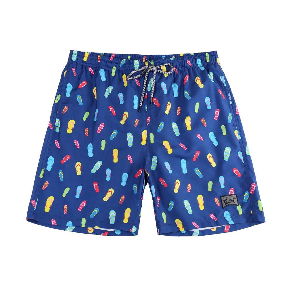 Boys' Blue Flip-flops Print Swim Trunks with Mesh Liner